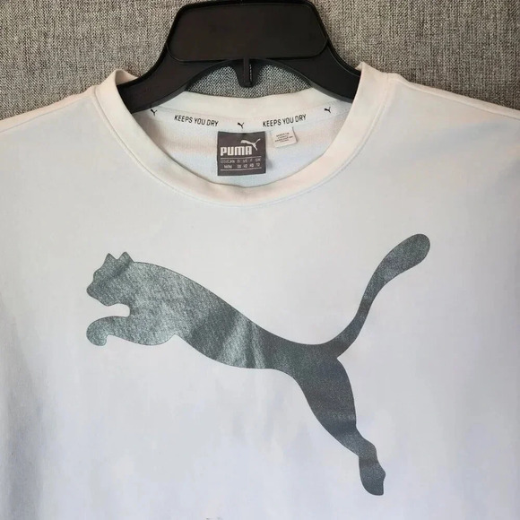 Puma Top Blouse Women's Medium Gray Nu-Tility Logo Long Sleeve Crew Neck - Picture 5 of 8